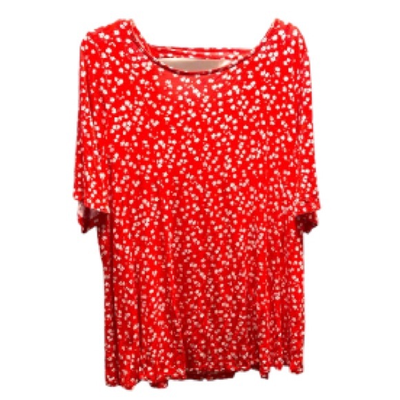 LANE BRYANT Red White Ditsy Floral Top Back Keyhole Detail Plus Size 18 20 - Picture 5 of 13